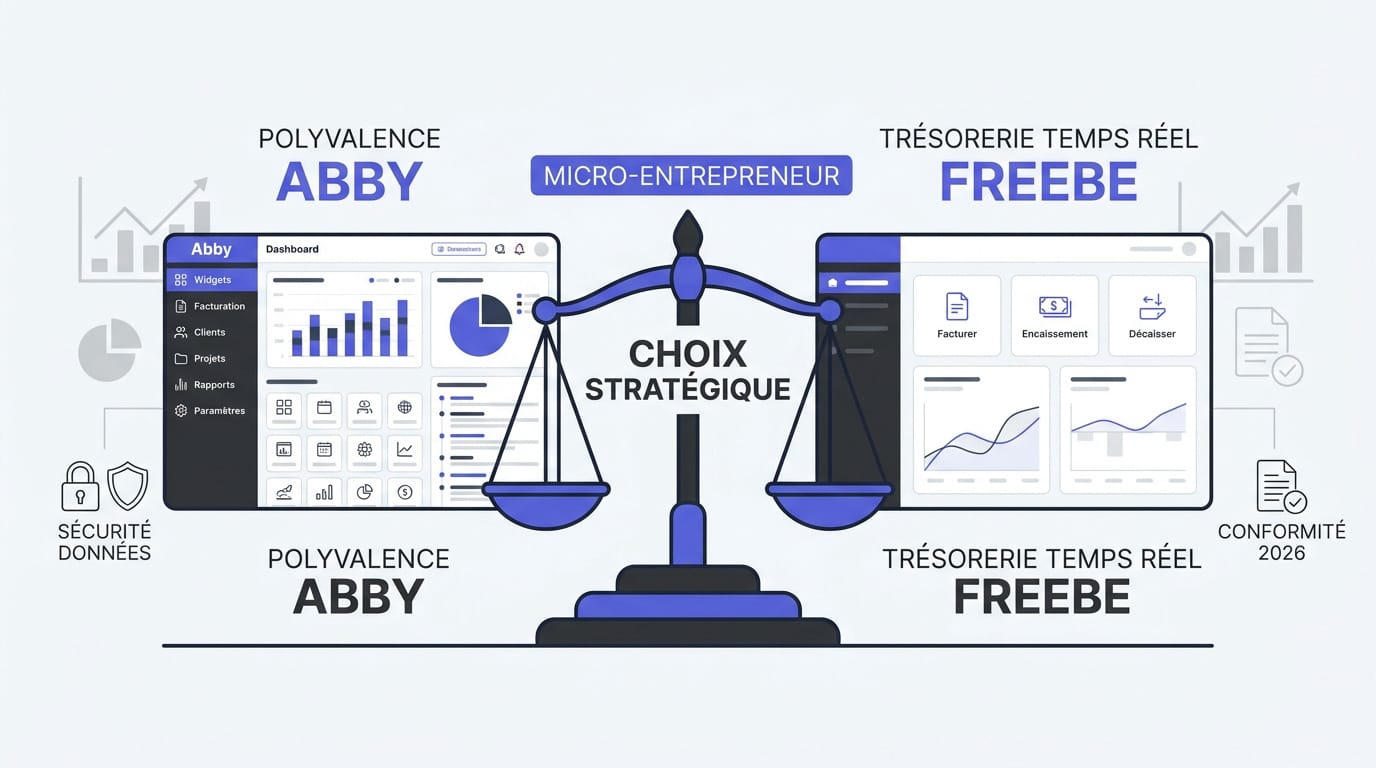 Comparatif entre les interfaces de gestion Abby et Freebe pour micro-entrepreneurs